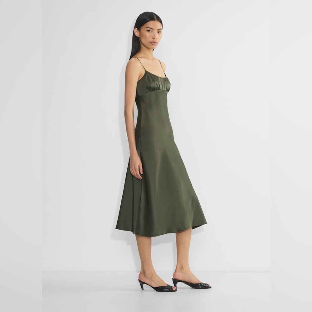ARITZIA | Wilfred Toulouse Satin Dress Dark Olive Small - Picture 3 of 6